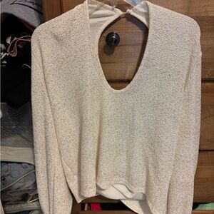 Cream Textured Long Sleeve Top